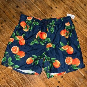 Old Navy orange print drawstring waist M swim trunks